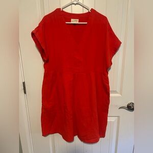 Linen dress in “roarange”